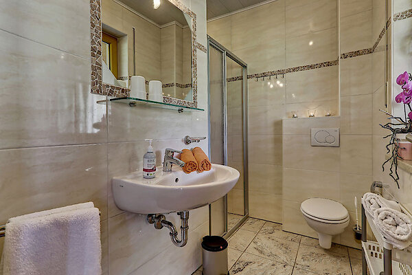 großzügiges Bad mit Dusche im EG